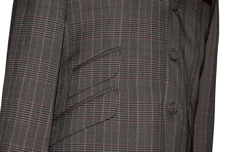 Mohair Prince of Wales Burgundy Grey Vintage Mod Blazer