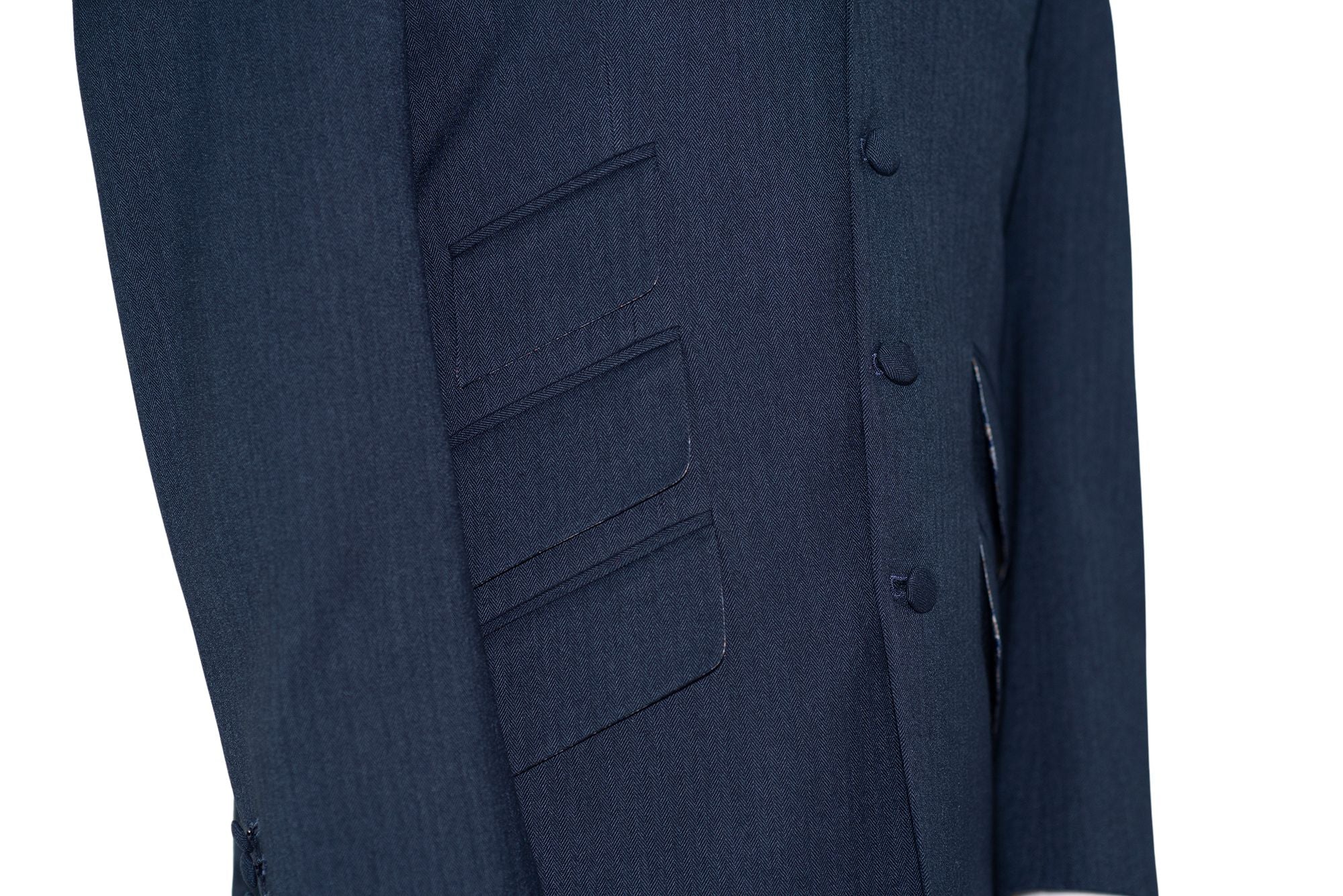 Weller Midnight Blue Peak Lapel 4 Button Mod Suit