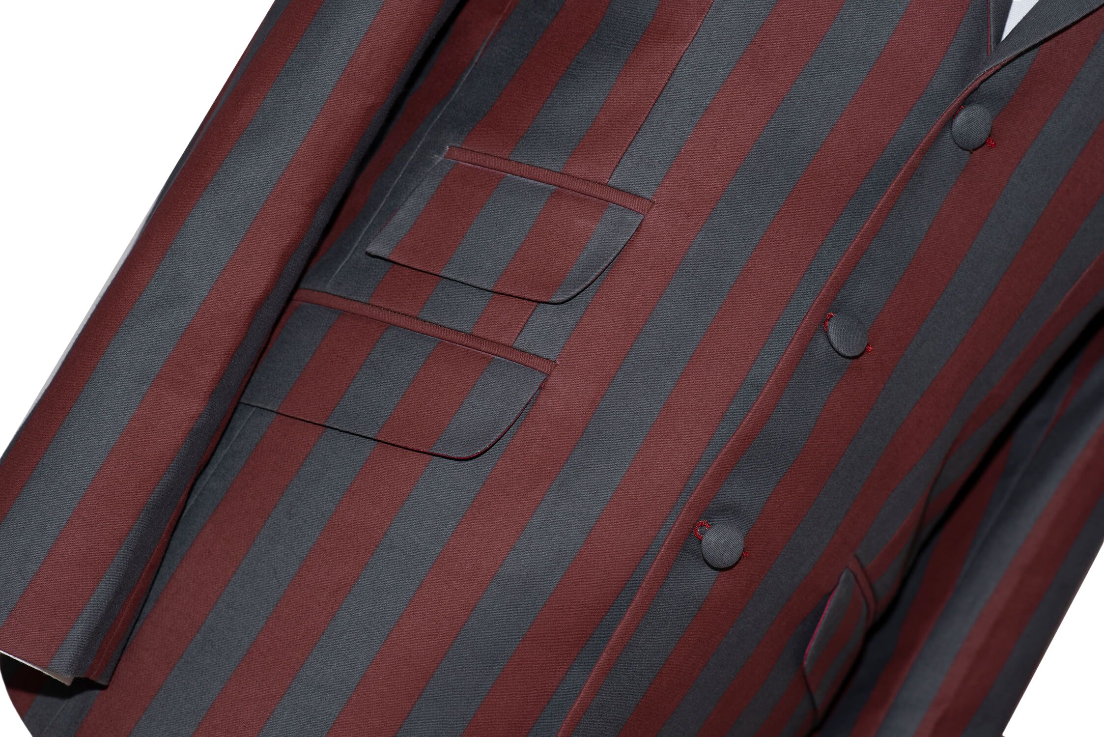 Retro 60's Burgundy & Grey Striped Boating Mod Blazer