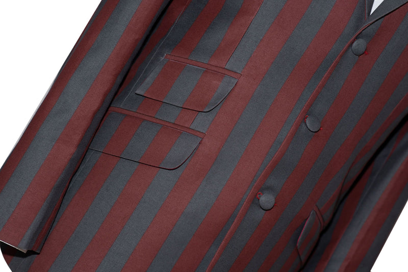Retro 60's Burgundy & Grey Striped Boating Mod Blazer