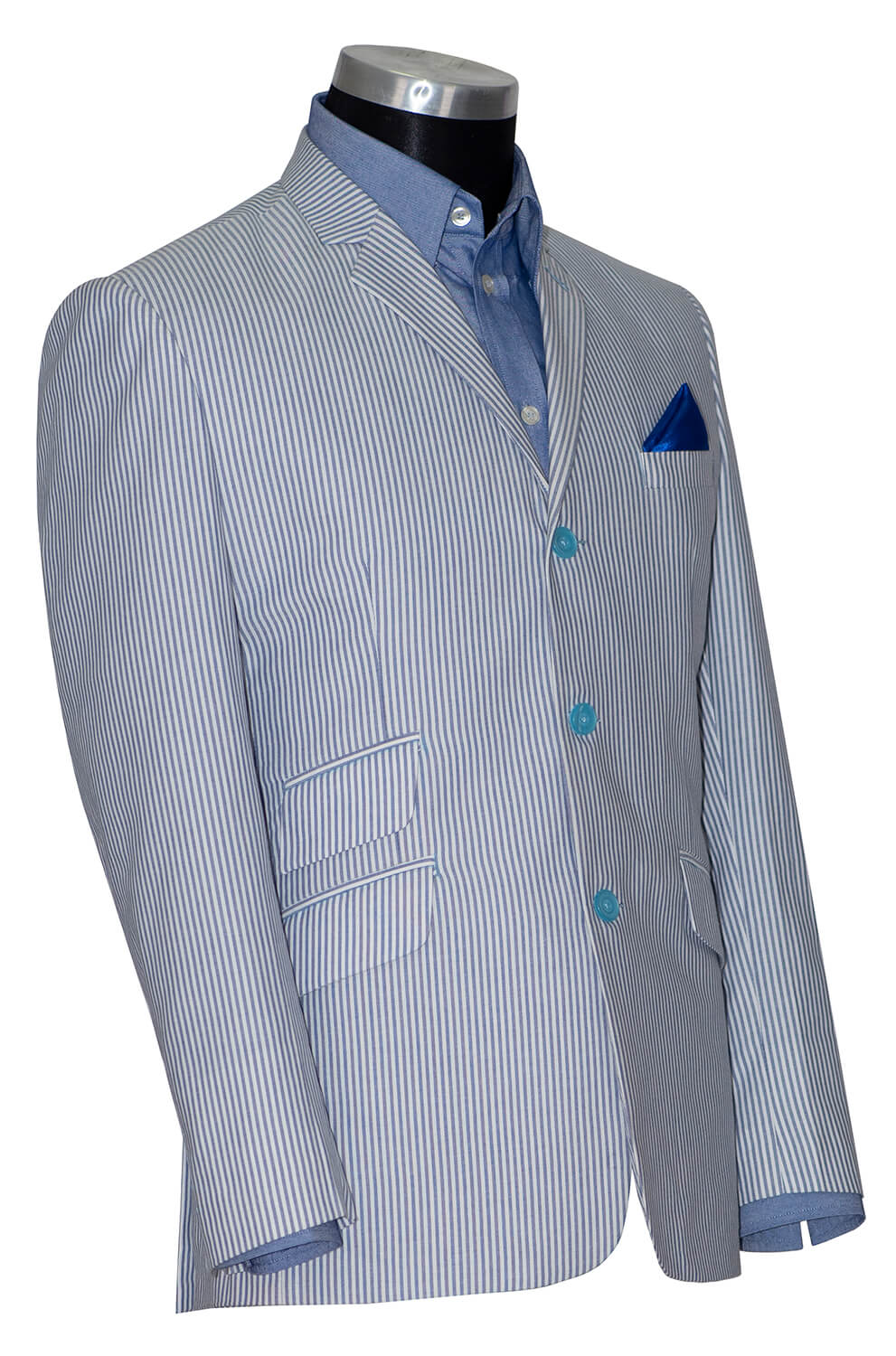 Jimmy Cotton Sky Blue Striped Summer Mod Blazer