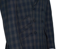 Weller Navy & Grey Check 3/6 Button Doublebreasted Mod Blazer