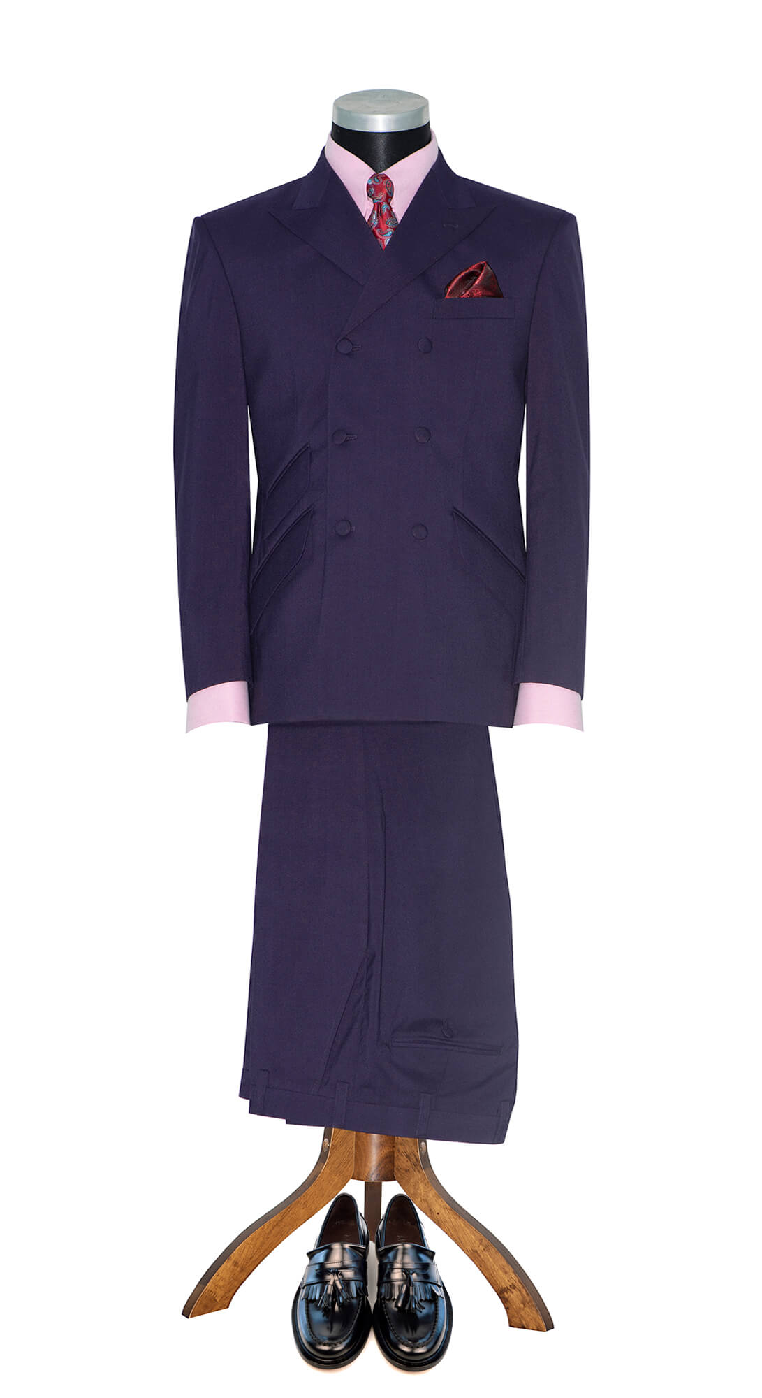 【VINTAGE】 double breasted setup purple BIG & TALL Men's Purple Pinstripe Double-Breasted 6-Button