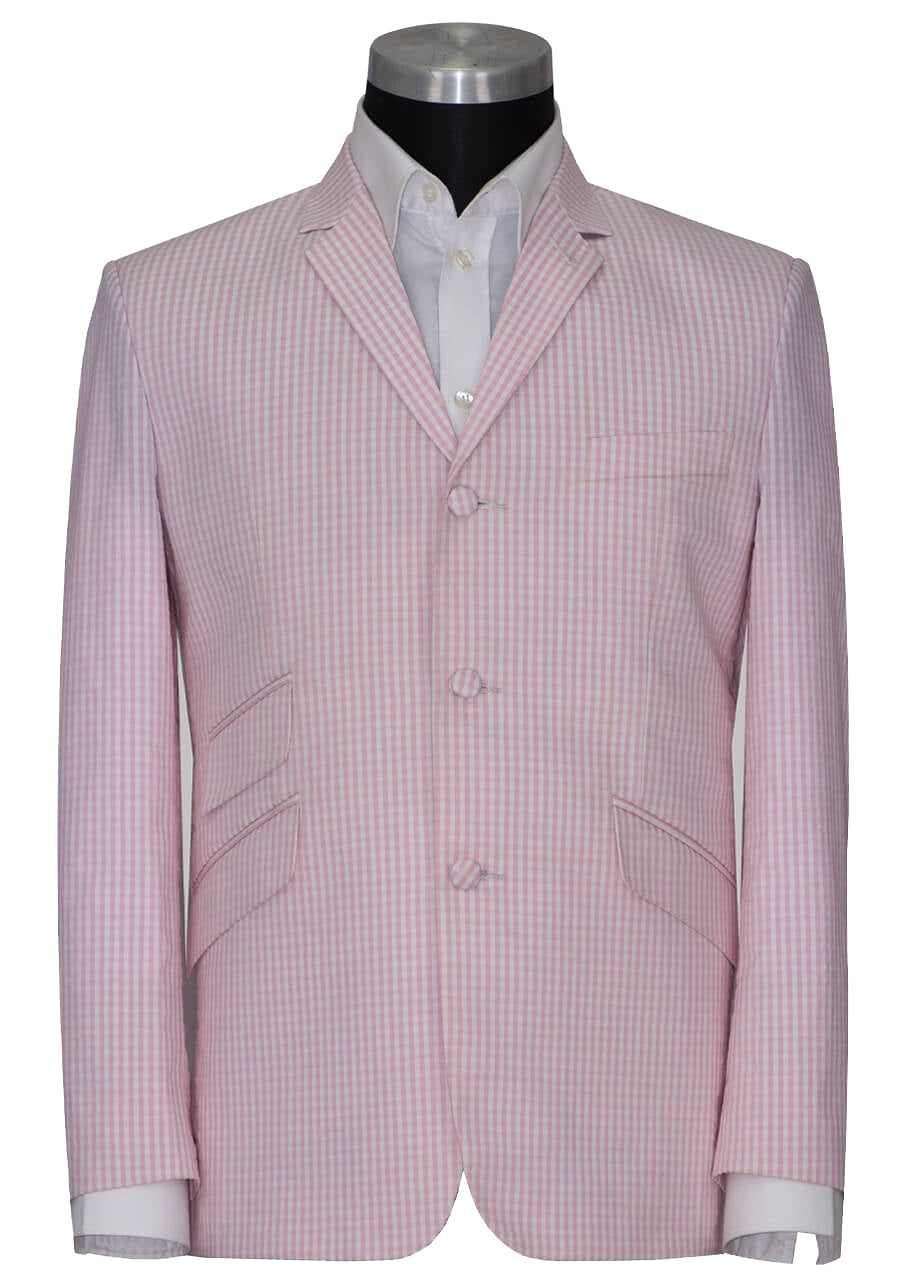 Brian Jones Seersucker Pink Colour Mod Blazer