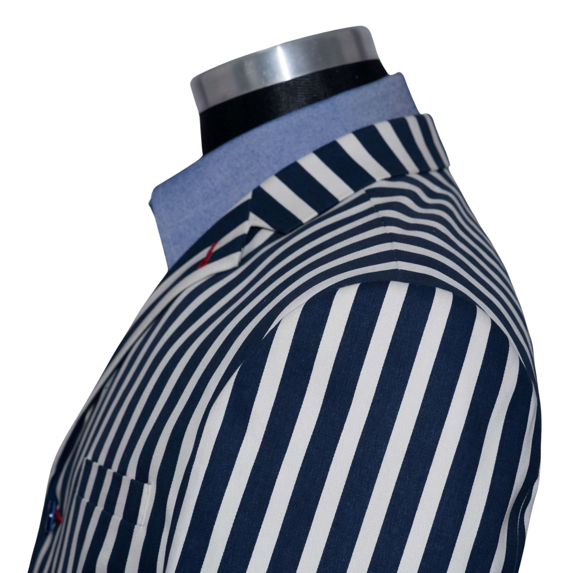 Geoff Foot Navy Bblue & White Striped Boating Mod Blazer