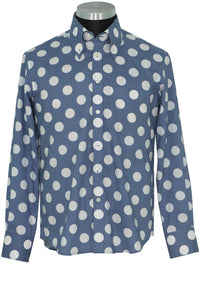 Silver Blue Polka Dot Men's Mod Shirt