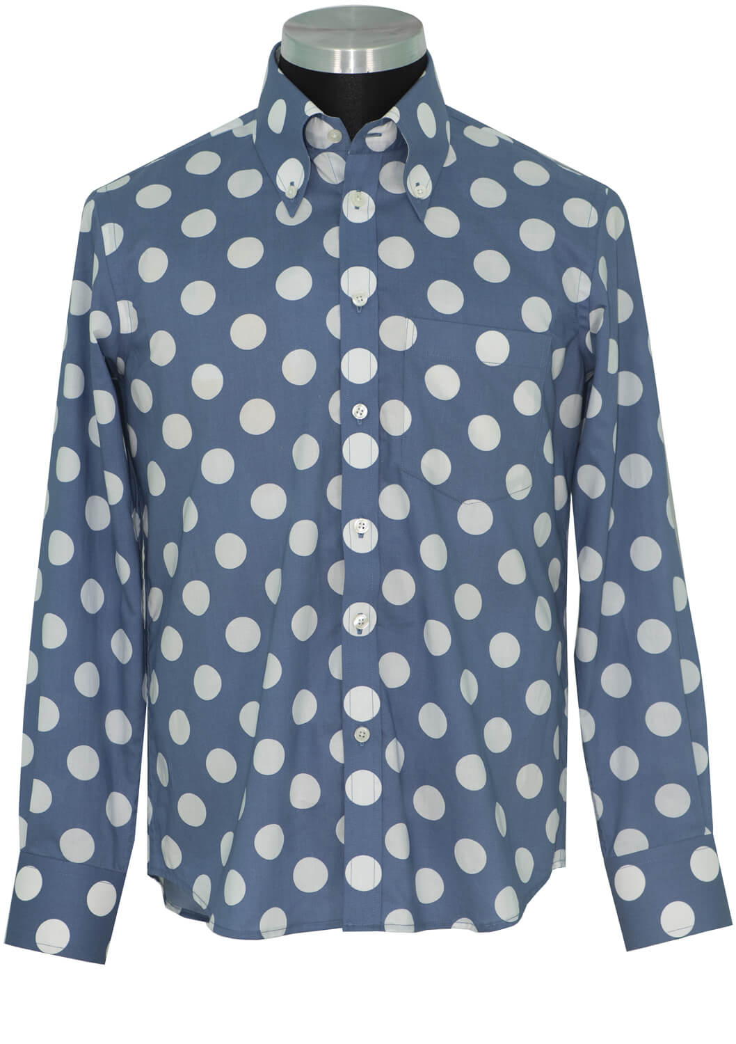 Silver Blue Polka Dot Men's Mod Shirt
