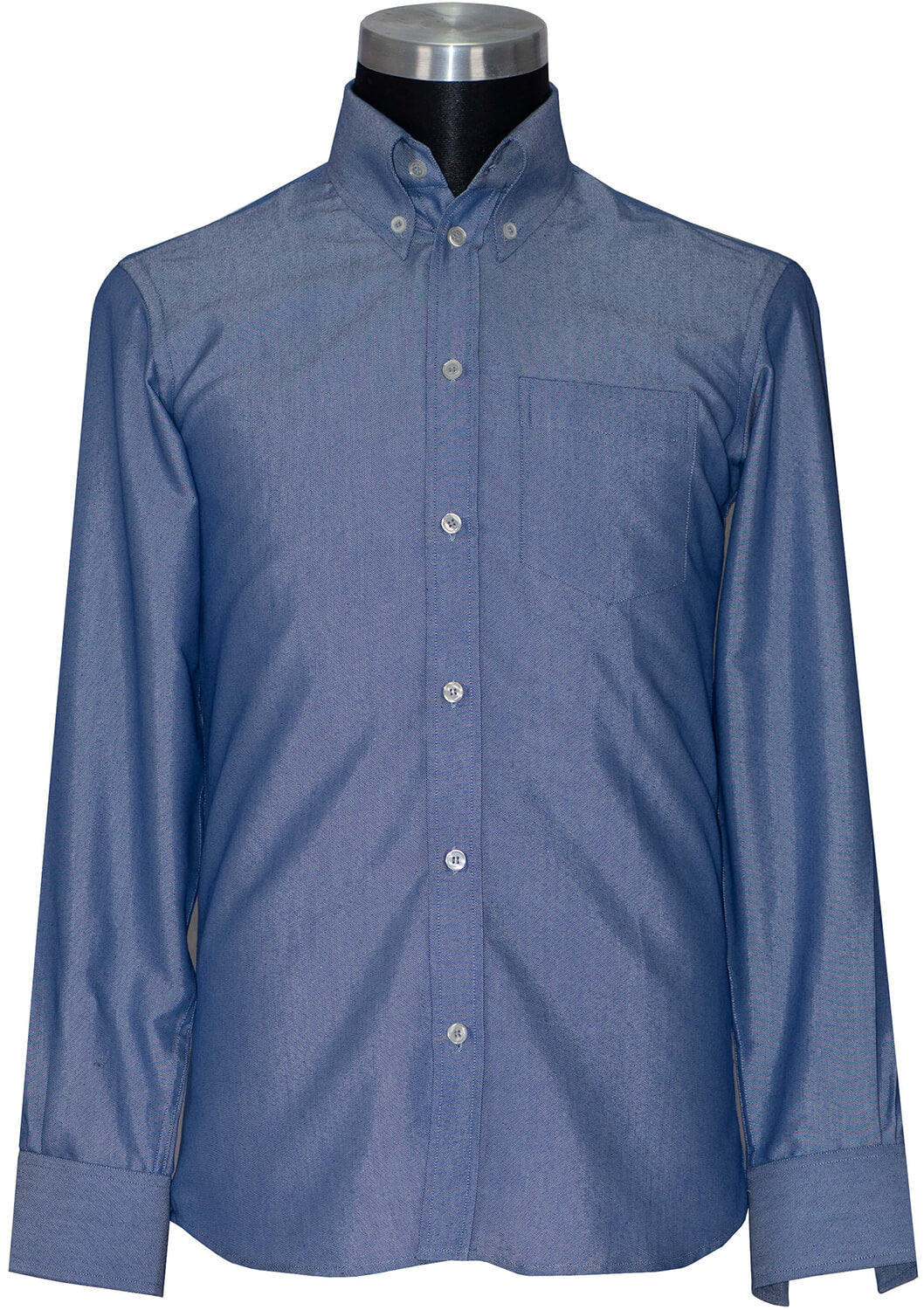 Oxford Cotton Sky Blue Button Down High Collar Mod Shirt