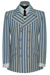 The Kinks Sky & White Stripe Double Breasted Mod Blazer