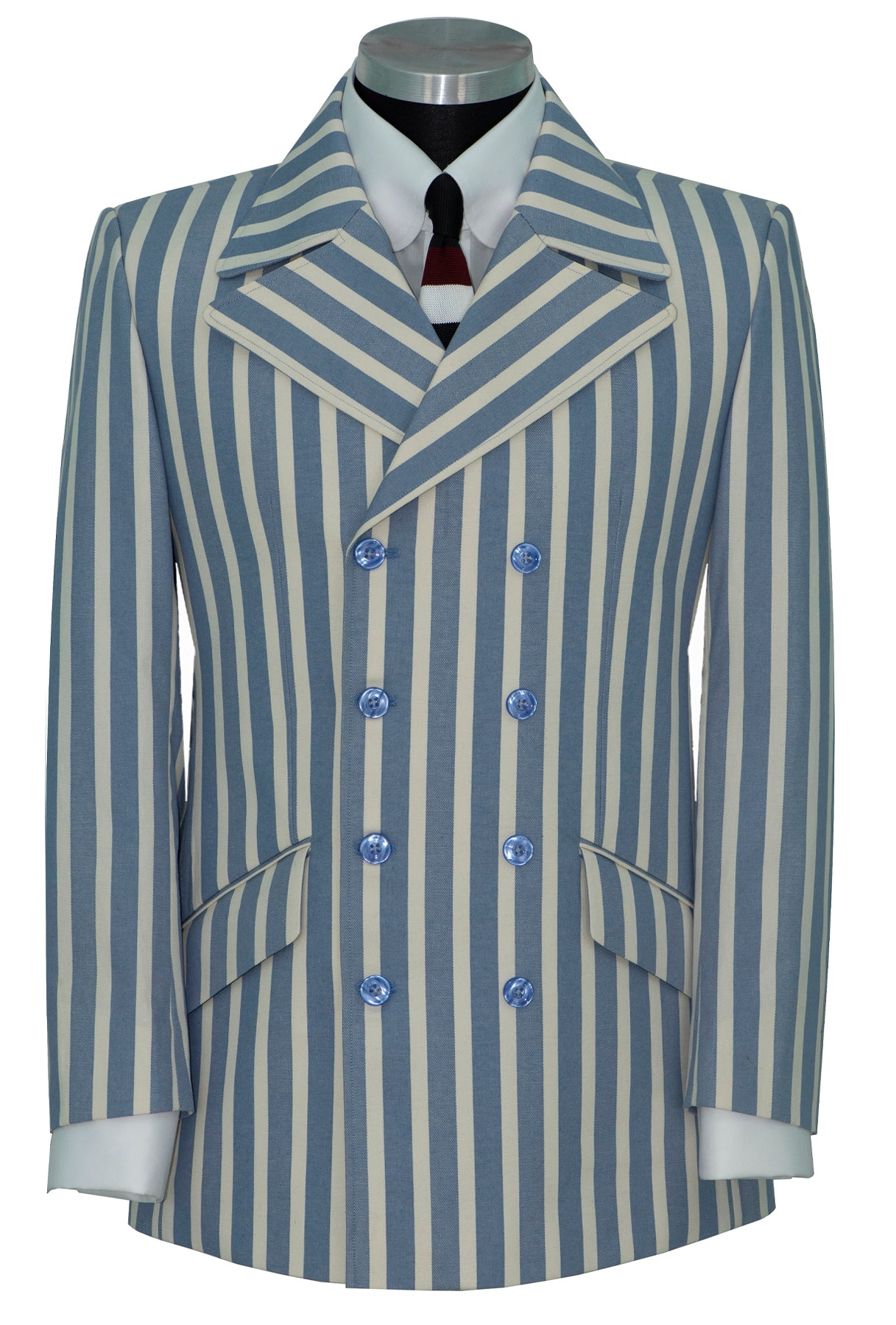 The Kinks Sky & White Stripe Double Breasted Mod Blazer