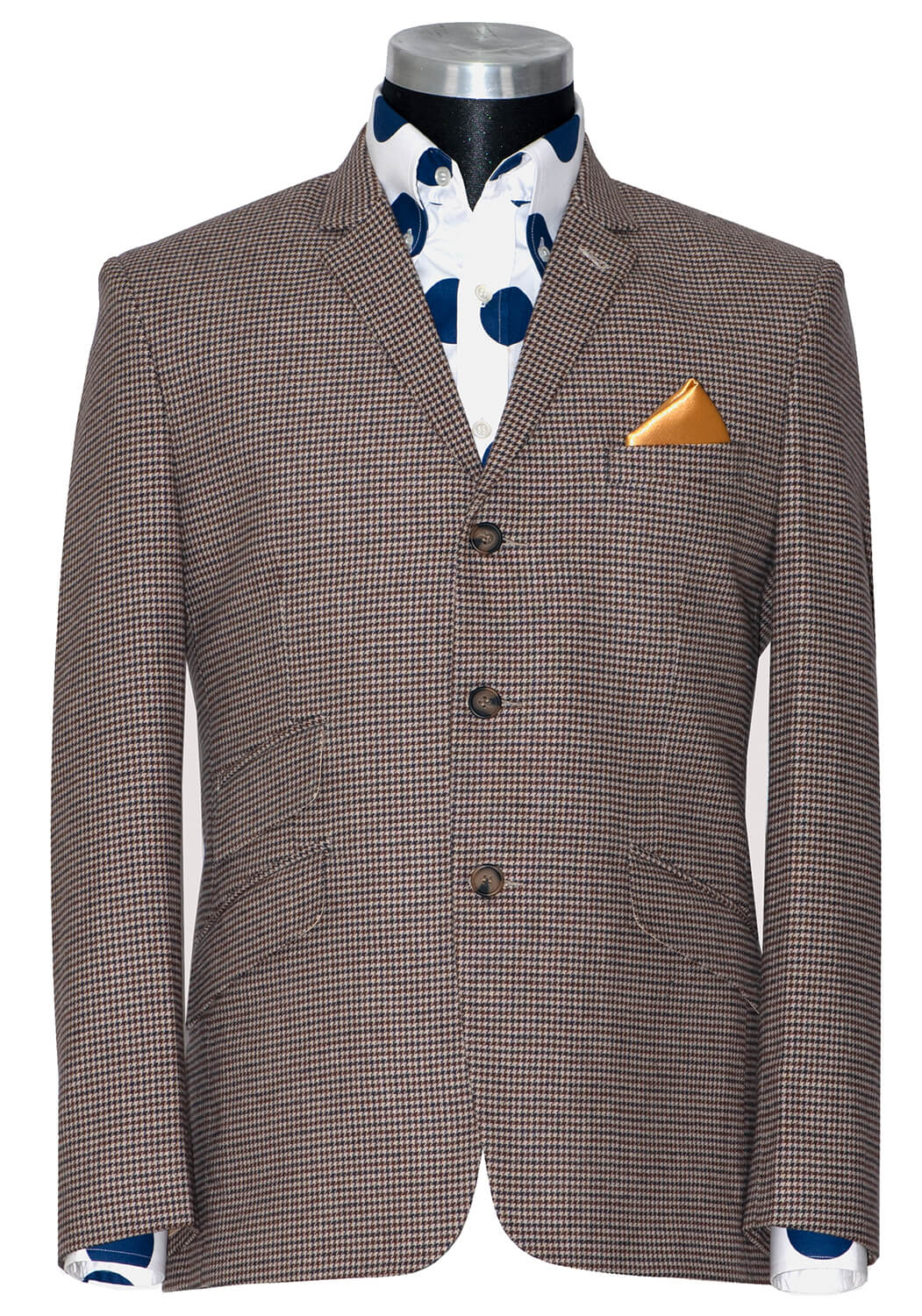 Rick Huxley Tweed Brown Dogtooth Mod Blazer