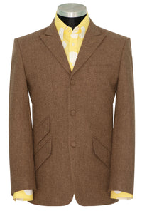 SALE Kenny Jones Tweed Brown Herringbone Winter Mod Blazer (40 Regular)