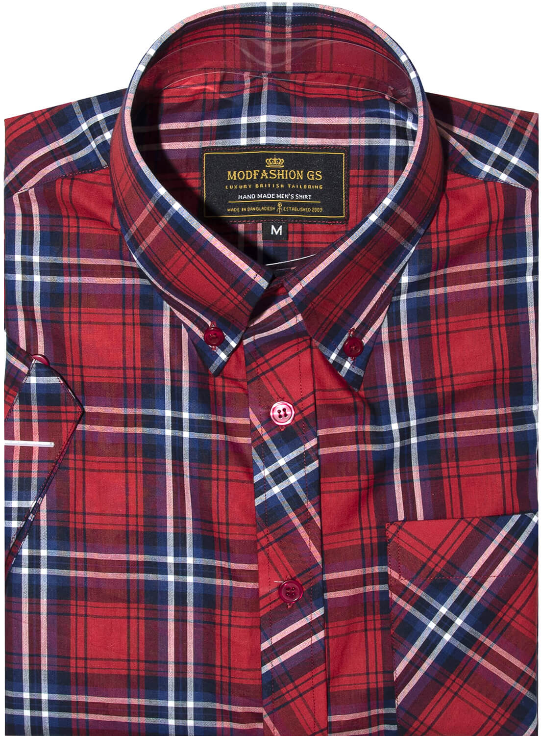 Button Down Red Check Men's Mod Shirt