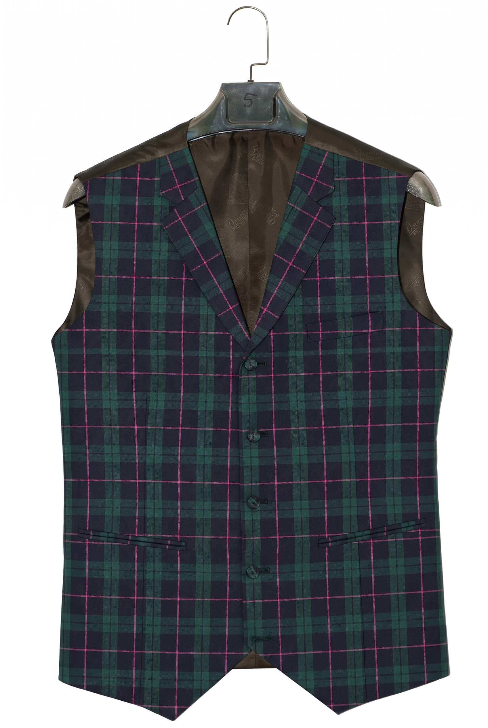 Green Colour Tartan Check men's waistcoat