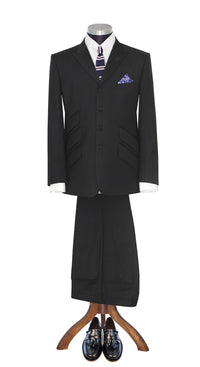 Paul Weller Peak Lapel 4 Button Black Mod Suit