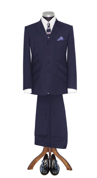 Paul Weller Peak Lapel 4 Button Navy Blue Mod Suit