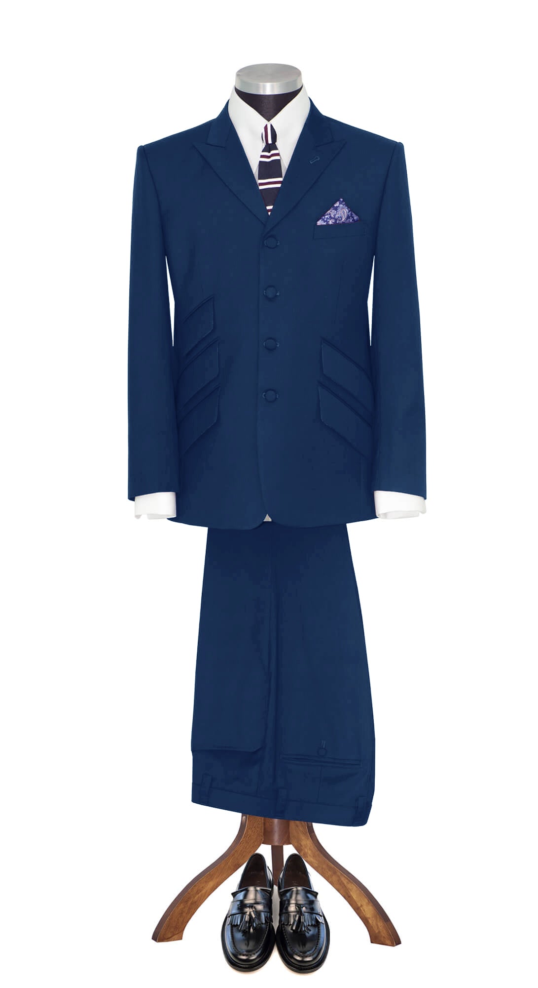 Paul Weller Peak Lapel 4 Button Yale Blue Mod Suit