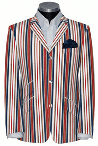 Weller 60's Style Navy, Red and Brown Stripe Boating Blazer