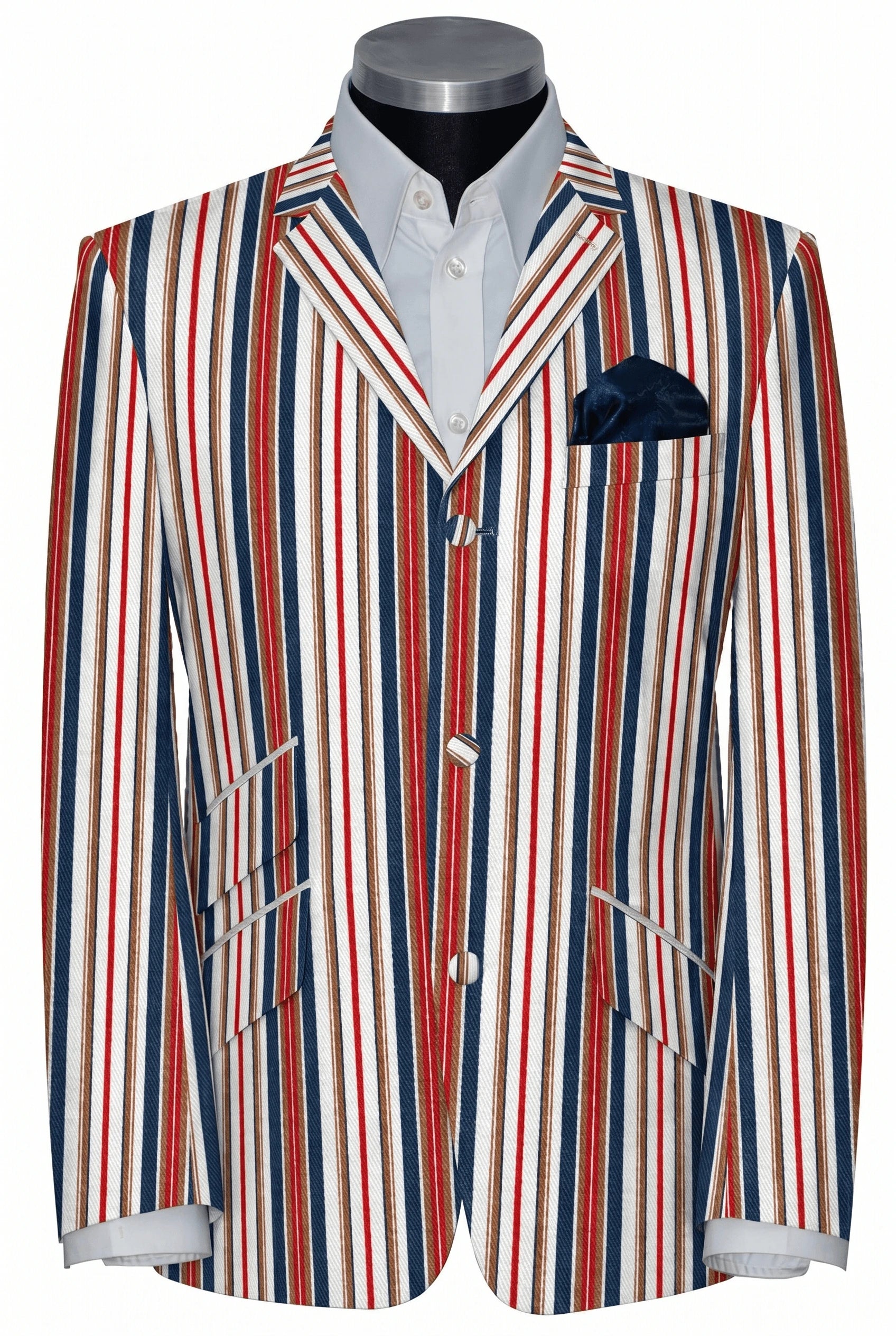 Weller 60's Style Navy, Red and Brown Stripe Boating Blazer