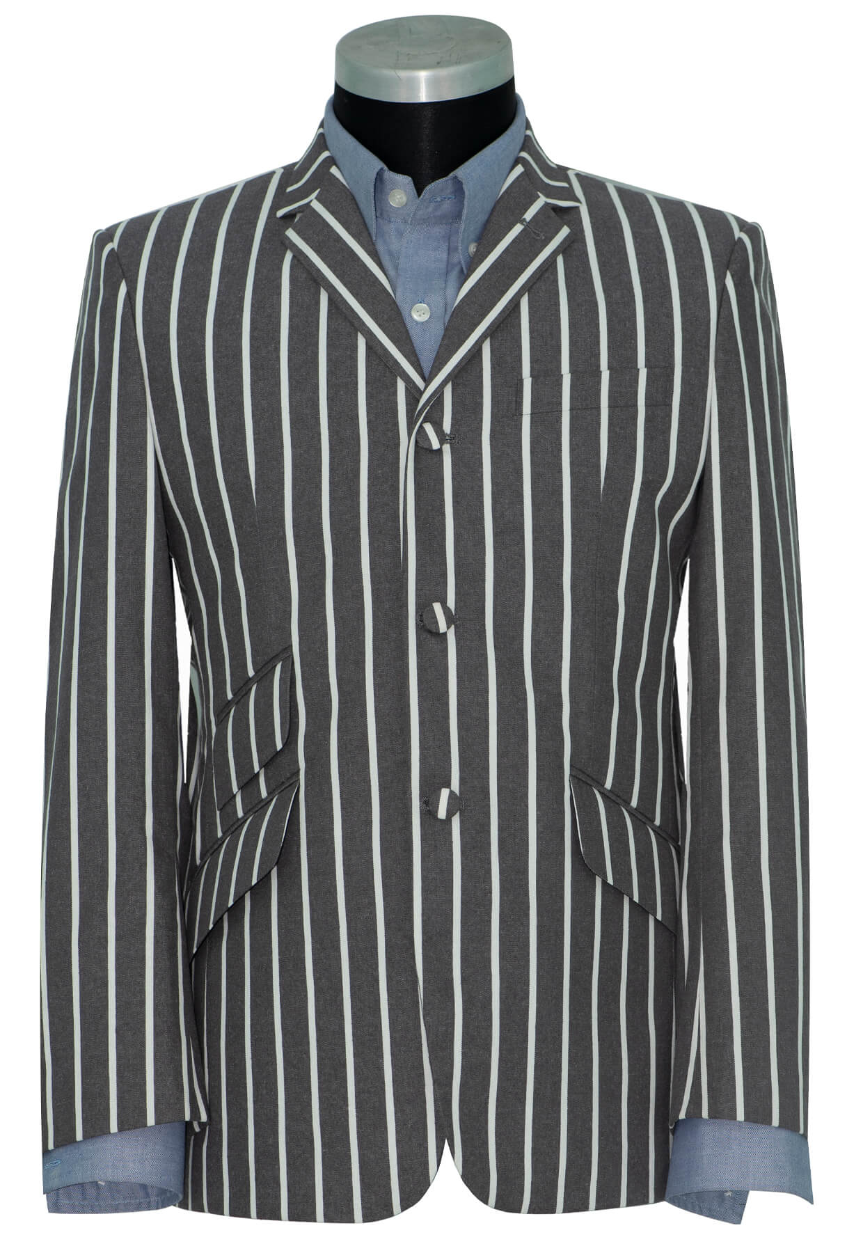 Peter Noone Vintage White & Grey Striped Boating Mod Blazer
