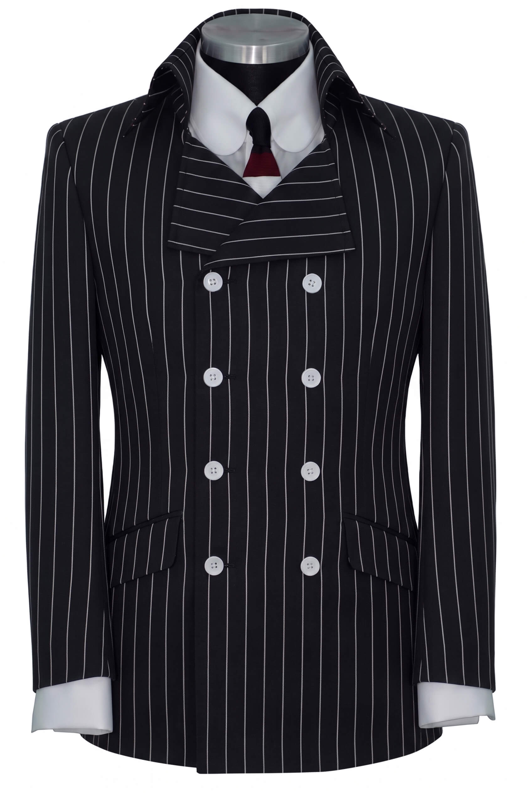 The Kinks White Stripe in Black in Crowd High Collar Blazer